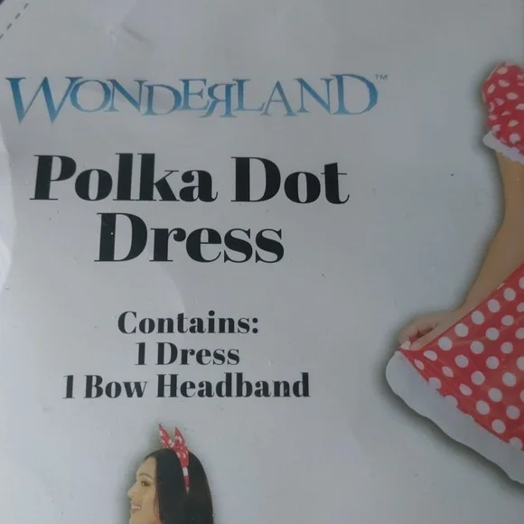 Wonderland Red Polka Dot Dress with Bow Headband - Picture 2 of 4